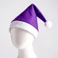 Classic purple and white plush Santa hat for Christmas parties and holiday decorations. - Adult (30x40cm) / Standard Non-woven Fabric / Purple