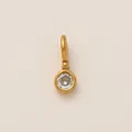 Elegant round gold stainless steel birthstone pendant with a clear faceted crystal for DIY - April Birthstone Pendant