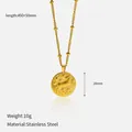 Gold stainless steel 12 zodiac Aries relief pendant necklace with 450+50mm chain length - Aries