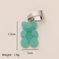 Sweet macaron blue gummy bear charm for DIY jewelry, 1.5cm x 1cm, light weight 1.9g - Blue Bear Silver Clasp Pendant