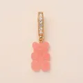 Cute pink gummy bear pendant charm with sparkling gold rhinestone paved bail for DIY - Pink Bear Gold Zirconia Clasp Pendant