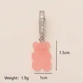 Pink macaron resin gummy bear pendant charm with sparkling crystal bale for jewelry DIY - Pink Bear Silver Zirconia Clasp Pendant