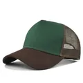 Klassieke 5-panel truckerpet in groen en bruin met ademend mesh achterpaneel - Verstelbaar / Groen en Bruin