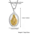 Religious stainless steel miraculous medal pendant necklace with detailed size dimensions - 2*3cm (Single Pendant) / Gold & Silver