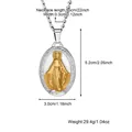 Stainless steel Miraculous Medal oval pendant necklace in silver and gold-tone finish - 3*4.5cm (Single Pendant) / Gold & Silver
