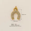Elegant 18K gold plated stainless steel horseshoe pendant inlaid with clear zirconia - 18mmx15mm / Horseshoe Pendant