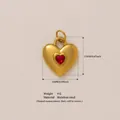 Gold-plated stainless steel heart pendant with red crystal inlay - Red Zirconia Heart Pendant Only (Without Chain)