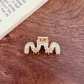 Elegant golden wavy metal hair claw clip with sparkling rhinestones for women accessory - Wave Style (18-25) / 3.9cm / Gold
