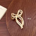 Golden metal bow-knot hair claw clip with elegant 8cm design for versatile styling - Ribbon Bow Style (18-38) / 8cm / Gold
