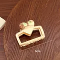 Elegant gold metal heart hair claw clip in 6cm size variant for women hair styling - Heart Square Style (18-39) / 6cm / Gold