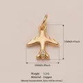 Piccolo ciondolo aereo in oro con zirconia cubica per la creazione di gioielli - Pendaglio Aereo