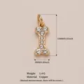 Pendente a forma di osso in rame dorato con cristalli per gioielli DIY, 13x5 mm. - Pendente a forma di osso