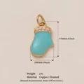 Elegante ciondolo a calzino in smalto azzurro in rame per la creazione di gioielli fai da te - 2 Ciondolo Guanto