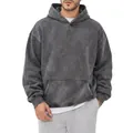 Sweat à capuche en polaire délavé 450G surdimensionné en gris vintage pour adulte - M / Hauts / Gris clair