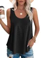 Detalle de la camiseta negra sin mangas con diseño calado y ajuste holgado de cuello redondo. - S / Tops / Negro