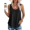 Elegantes schwarzes ärmelloses Tanktop mit Lochstickerei für den Damen Sommer - S / Oberteile / Schwarz