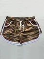 Breathable camouflage mesh sports shorts featuring an adjustable white drawstring waist - M / Bottoms / Army Green Camo