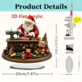 Flache 2D-Acryl-Weihnachtsmann-Dekoration mit Maßen und Merkmalen - Weihnachtsmann beim Spielzeugnähen