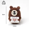 Oso de peluche hecho a mano a ganchillo con tarjeta motivacional, 8 cm de alto - Oso Pardo (Con Tarjeta de Corazón)