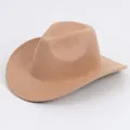 Classic vintage khaki felt jazz hat for men and women with wide flat brim design - Cowboy Hat Style / Camel