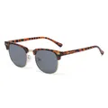 Stylish retro 3016 semi-rimless sunglasses featuring leopard print and dark lenses. - Tortoise Gold Frame Grey Lens