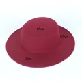Vintage wine red flat top felt boater hat with 7cm brim for men and women 17cm top - Flat Top Style / 7cm Brim Width / Burgundy