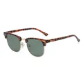 Retro 3016 clubmaster sunglasses featuring tortoiseshell frame and green lenses - Tortoise Gold Frame G15 Lens