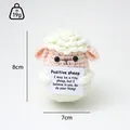 Muñeca de oveja rosa tejida a mano con tarjeta de mensaje, 8 cm alto y 19 g peso - Oveja (Blanco Lechoso Piel)