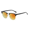 Classic 3016 clubmaster sunglasses with vibrant orange mirrored lenses and black frame - Glossy Black Gold Frame Red Mirror Lens