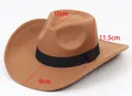 Classic brown felt jazz hat with detailed measurements: 17cm top, 11.5cm height, 9cm brim - Wide Brim Cowboy Style / Brown
