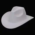 Classic solid white felt jazz hat featuring a wide flat brim and retro fedora style crown - Cowboy Hat Style / White