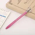 Elegante bolígrafo de metal rosa rematado con un gran diamante de cristal brillante ideal - Rosa Púrpura / Punta de Bala de 1,0 mm