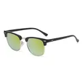 Trendy 3016 browline sunglasses with gold metal frame and green mirrored lenses - Glossy Black Gold Frame Gold Mirror Lens