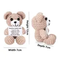 Oso de peluche de ganchillo hecho a mano con tarjeta positiva, muñeco de 12cm - Oso (Caqui/Sosteniendo Tarjeta)