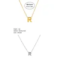 Collar con colgante de letra R en acero inoxidable dorado y plateado, chapado en 18k - Letra R / Color acero