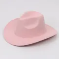 Classic solid pink felt fedora hat with a retro British style for men and women - Cowboy Hat Style / Pink