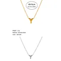 Collar minimalista de acero inoxidable con colgante letra Y chapado en oro de 18k - Letra Y / Color acero
