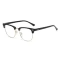 Classic black and gold semi-rimless anti-blue light glasses in trendy 3016 Clubmaster style - Bright Black Gold