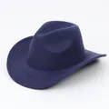 Navy blue felt jazz fedora hat with classic retro British style for men and women - Cowboy Hat Style / Navy Blue