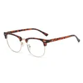 Tortoiseshell browline glasses with gold metal rims and clear anti-blue light lenses - Tortoiseshell Gold Frame