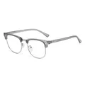 Vintage semi-rimless blue light blocking glasses with grey transparent frame and silver rim - Transparent Grey Silver Frame