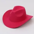 Vibrant hot pink felt cowboy hat with vintage wide brim for men and women. - Cowboy Hat Style / Rose Red