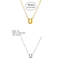 Collar con colgante letra U, acabados oro 18k y plata, hecho de acero inoxidable - Letra U / Color acero