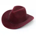 Elegant burgundy felt fedora hat with a vintage fuzzy texture for men and women - Faux Mink Cowboy Style / Burgundy