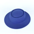 Vintage style royal blue felt flat top hat with flat brim for men and women's fashion. - Concave Round Top Style / Blue
