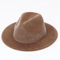 Classic brown felt fedora hat with fuzzy texture in retro British style - Faux Mink Flat Brim Style / Brown