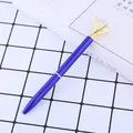 Elegante bolígrafo de metal azul real con un gran diamante de cristal engastado en oro arriba - Azul Real (21) / Punta de Bala de 1,0 mm
