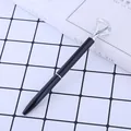 Elegante bolígrafo de metal negro rematado con un gran diamante de cristal brillante - Negro (12) / Punta de Bala de 1,0 mm