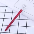 Elegante bolígrafo rojo metálico con un gran diamante de cristal transparente para regalo - Rojo Oscuro (9) / Punta de Bala de 1,0 mm