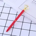 Elegante bolígrafo de metal rojo con un gran diamante de cristal, perfecto para regalo - Rojo Brillante (15) / Punta de Bala de 1,0 mm